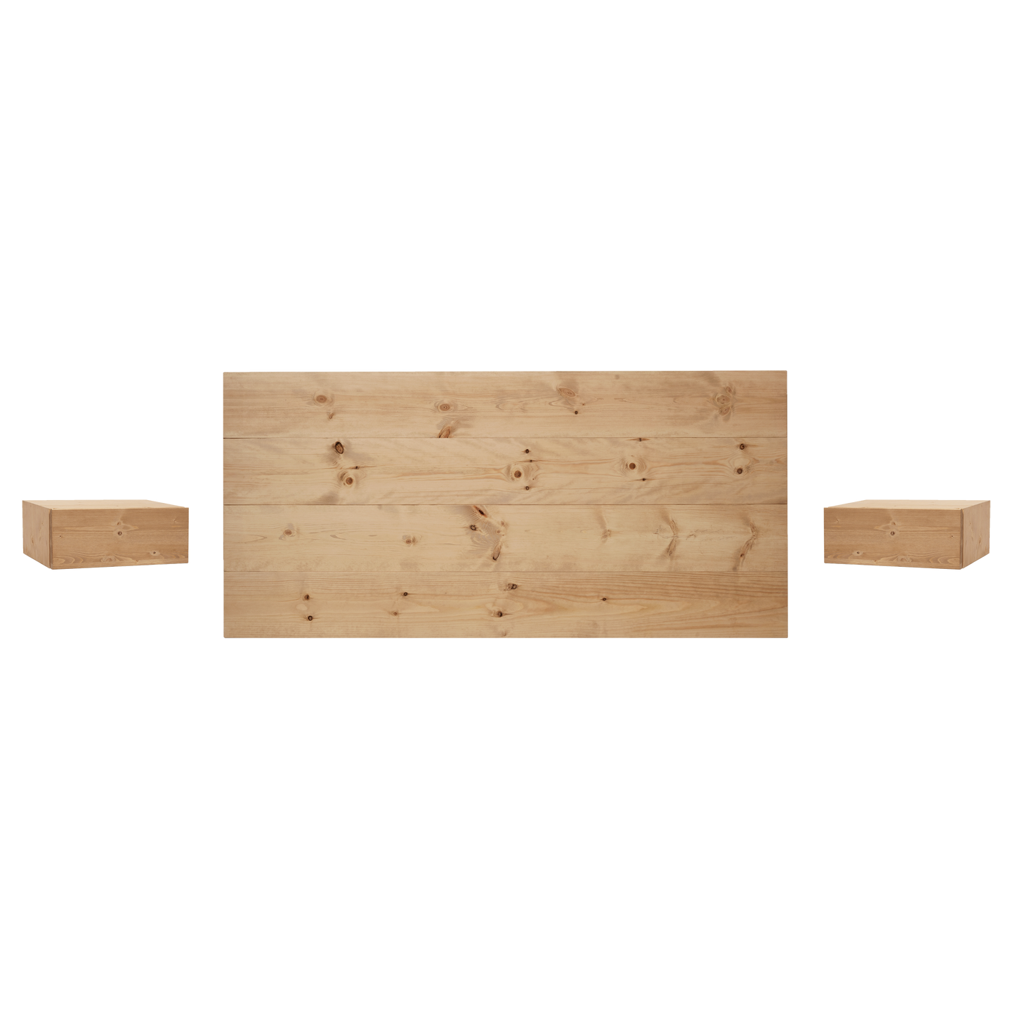 Pack cabecero y mesitas de madera maciza tono roble medio 160cm - DECOWOOD