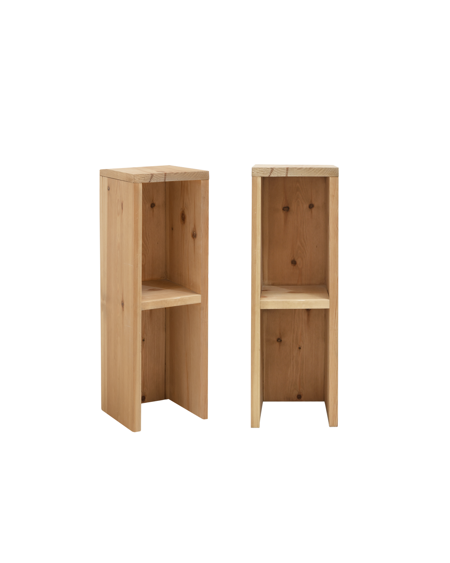 Pack 2 mesitas de noche de madera maciza en tono roble medio 60x20cm - DECOWOOD