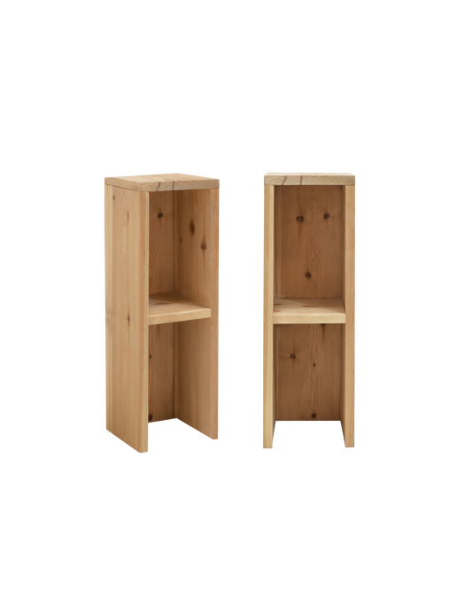 Pack 2 mesitas de noche de madera maciza en tono roble medio 60x20cm - DECOWOOD