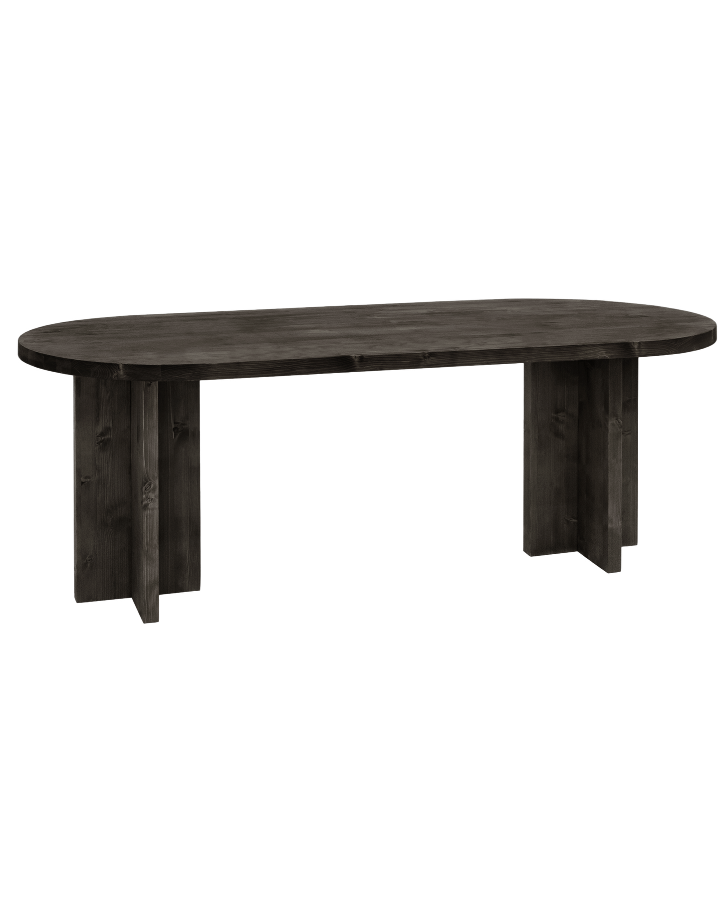 Mesa de comedor de madera maciza ovalada en tono negro de 180x80cm - DECOWOOD