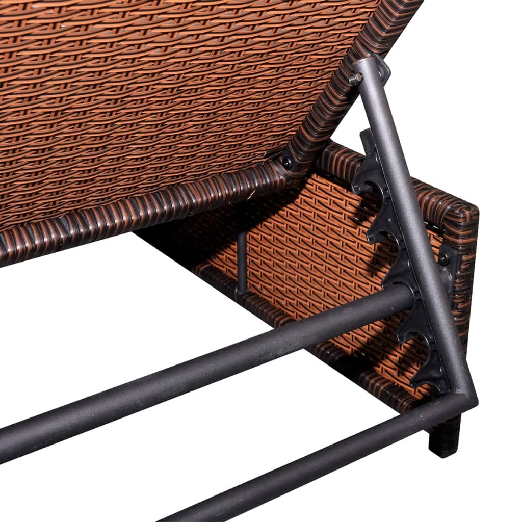 vidaXL Sillas de jardín reclinables con mesa 2 uds ratán PE marrón