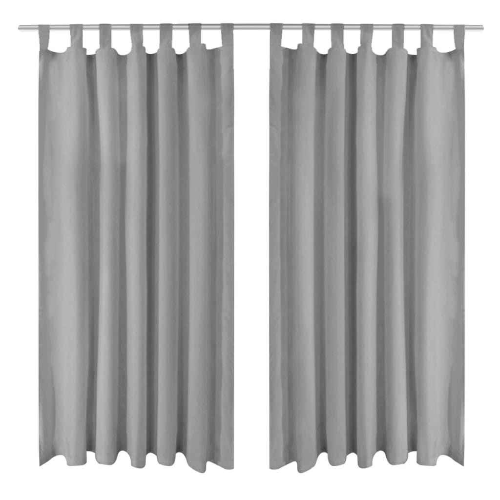 vidaXL Cortinas de micro-raso con bucles 2 unidades 140x175cm gris