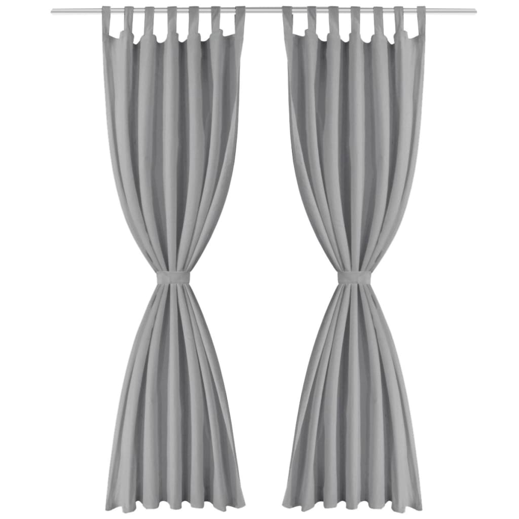 vidaXL Cortinas de micro-raso con bucles 2 unidades 140x175cm gris