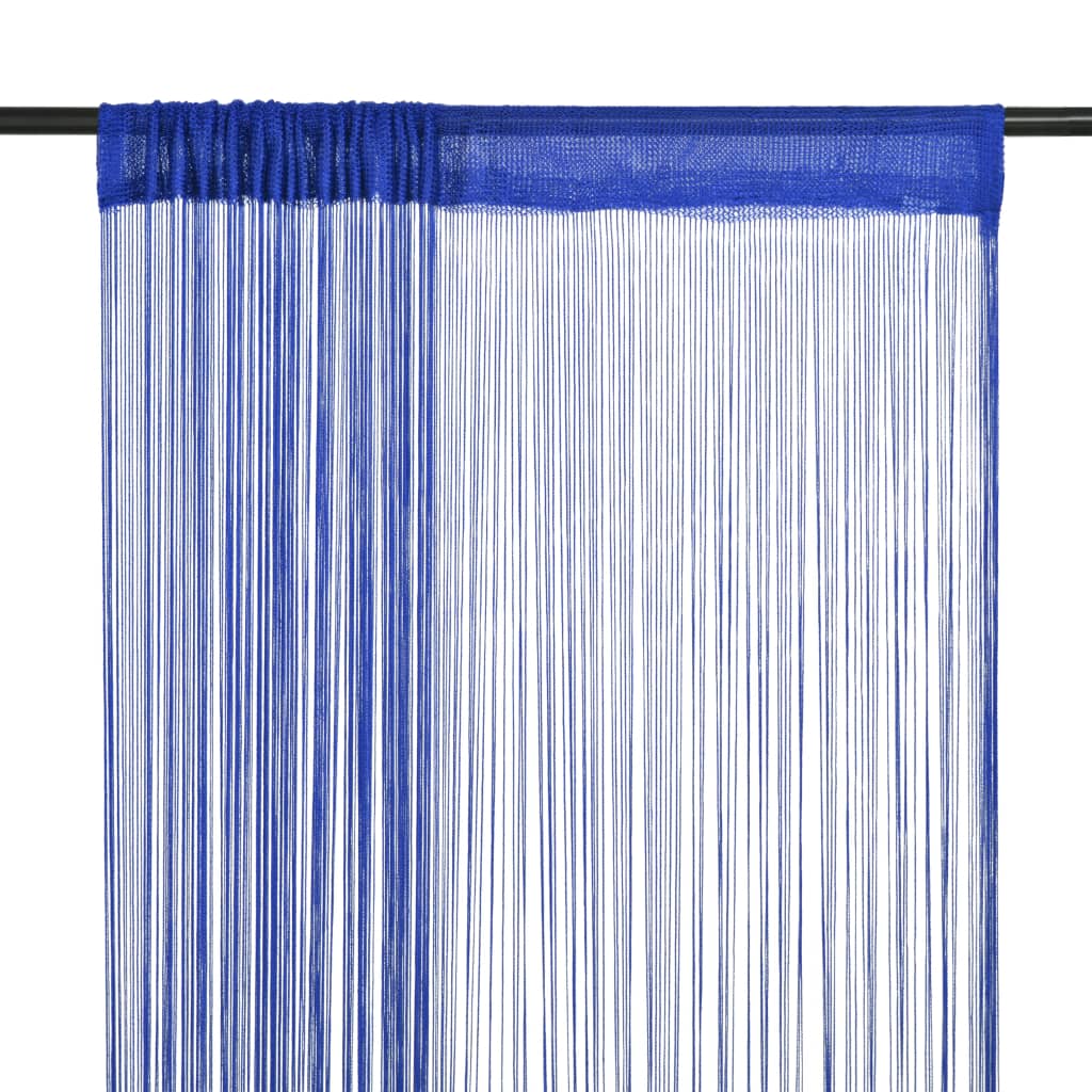 vidaXL Cortinas de flecos 2 piezas 100x250 cm azul