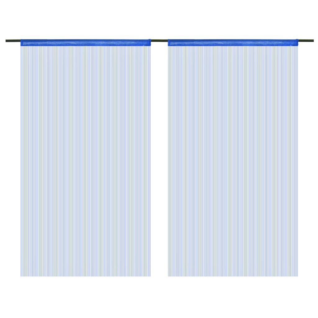 vidaXL Cortinas de flecos 2 piezas 100x250 cm azul