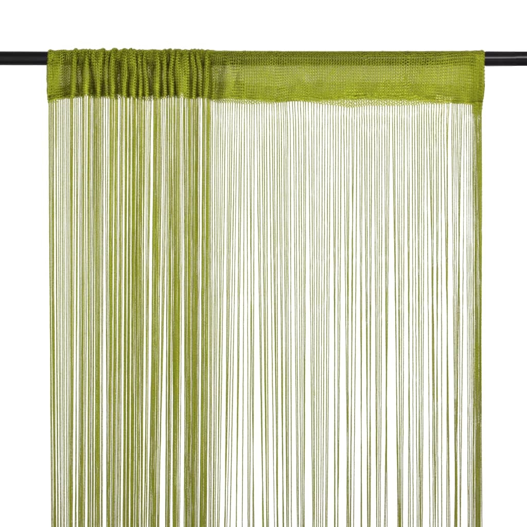 vidaXL Cortinas de flecos 2 piezas 100x250 cm verde