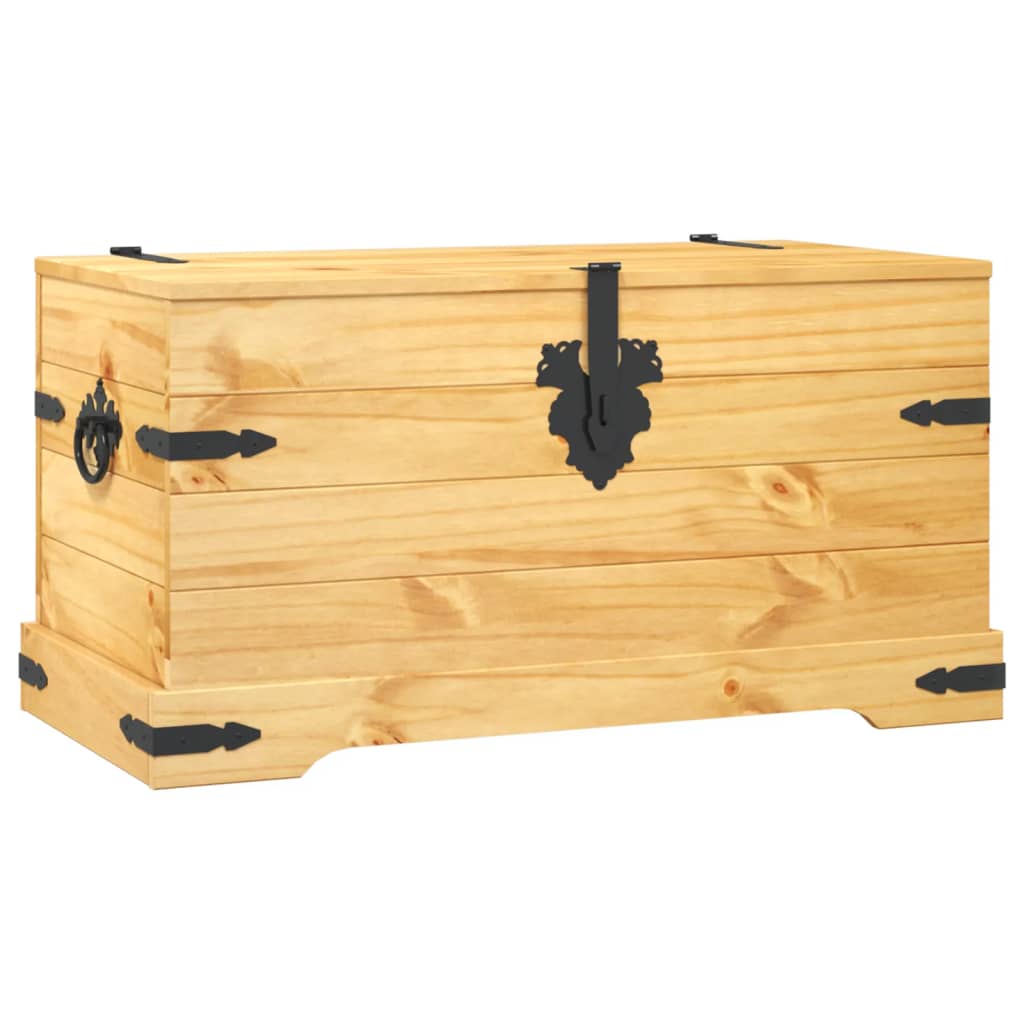 vidaXL Baúl de almacenaje de madera de pino mejicana Corona Range 91x49,5x47 cm