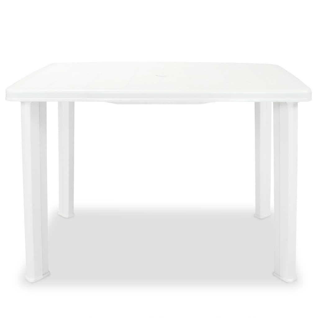 vidaXL Mesa de jardín de plástico blanca 101x68x72 cm