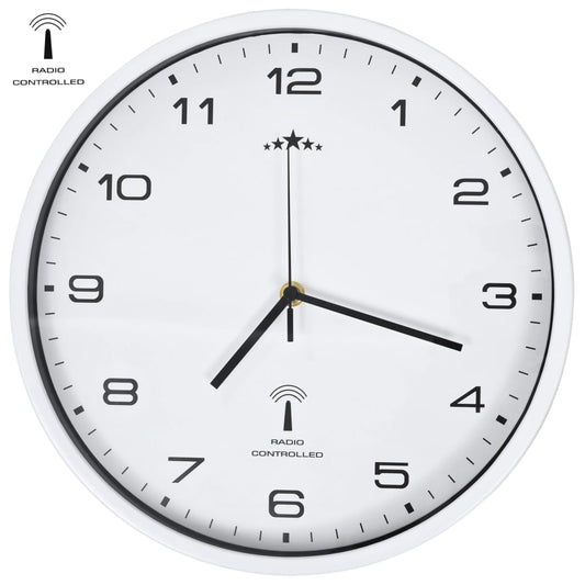 vidaXL Reloj de pared radiocontrol movimiento de cuarzo 31 cm blanco