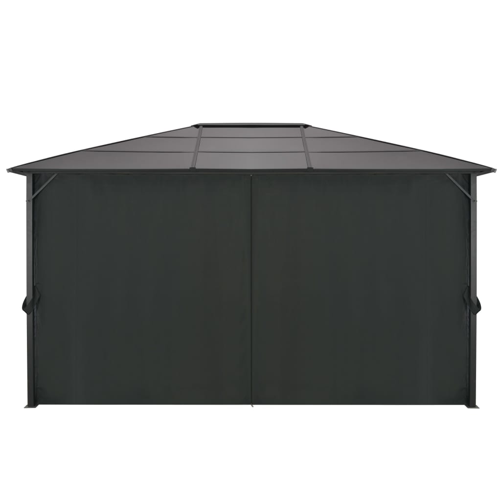 vidaXL Cenador con cortinas aluminio 4x3x2,6 m negro