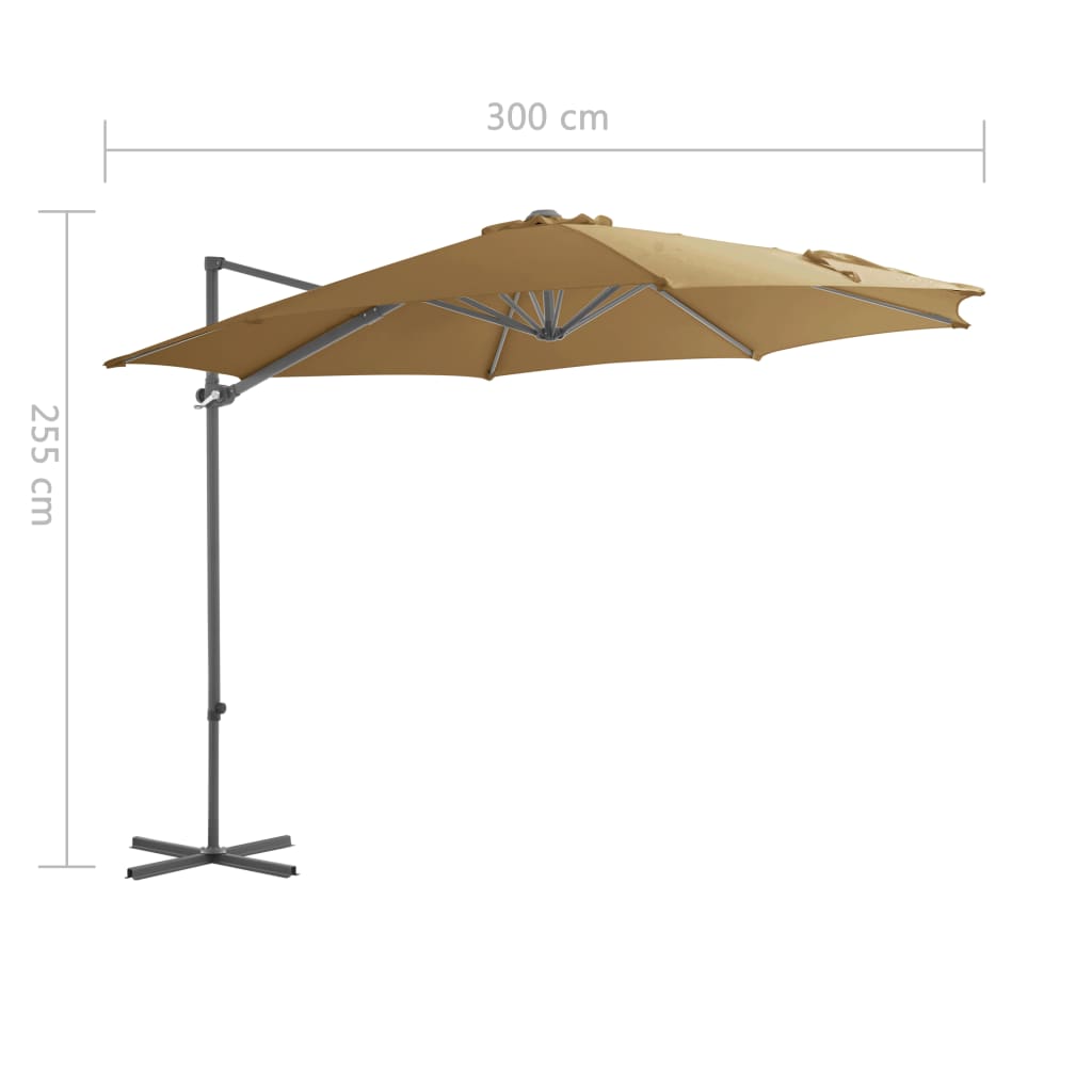 vidaXL Sombrilla de jardín voladiza con palo de acero taupe 300 cm