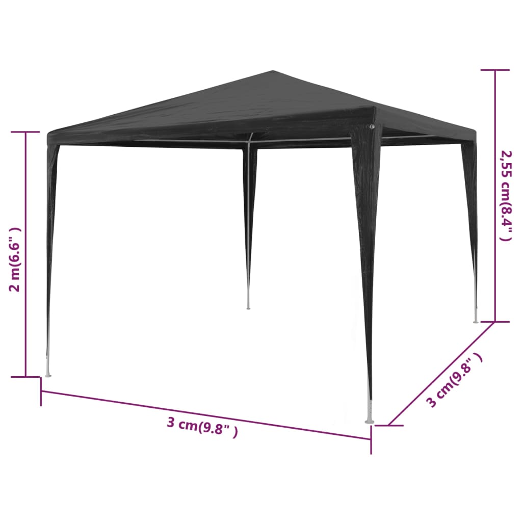 vidaXL Carpa para fiestas PE gris antracita 3x3 m