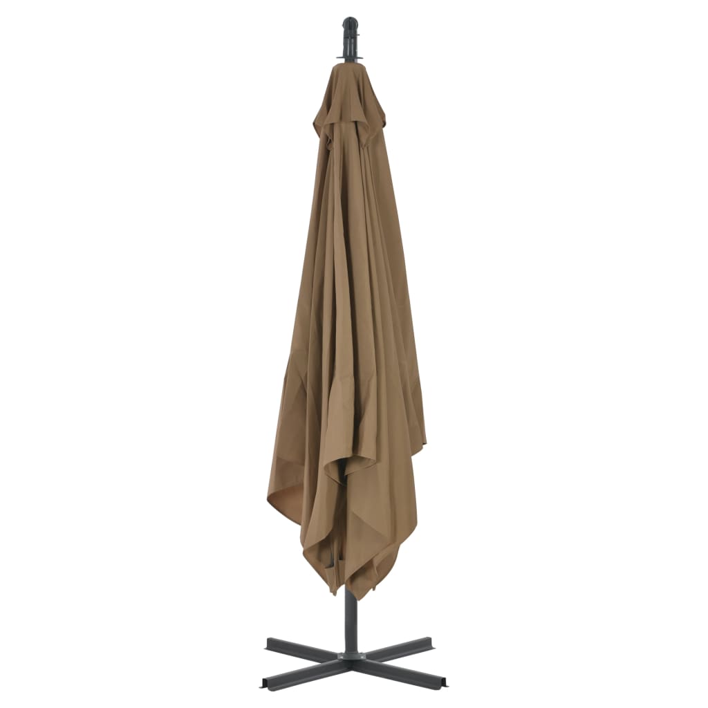 vidaXL Sombrilla de jardín voladiza con palo de acero taupe 250x250 cm