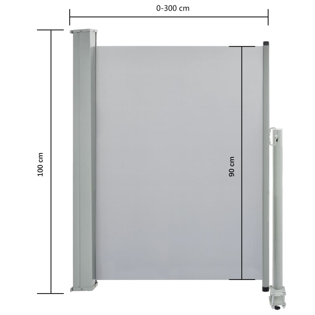 vidaXL Toldo lateral retráctil para patio 100x300 cm gris