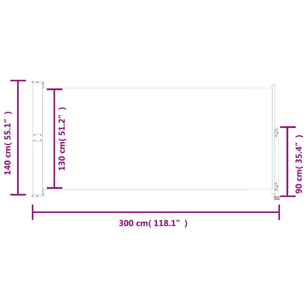 vidaXL Toldo lateral retráctil para patio 140x300 cm negro