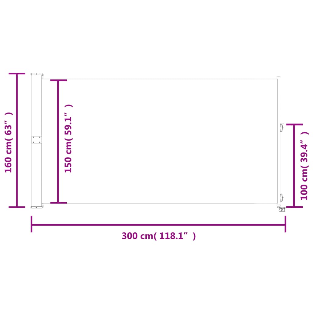 vidaXL Toldo lateral retráctil para patio 160x300 cm negro