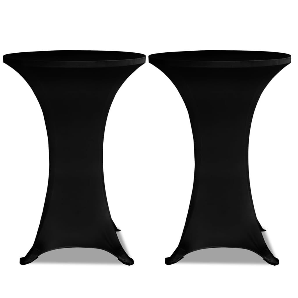 2 Manteles negros ajustados para mesa de pie - 80 cm diámetro