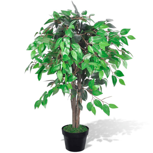 vidaXL Planta artificial árbol ficus con macetero 90 cm