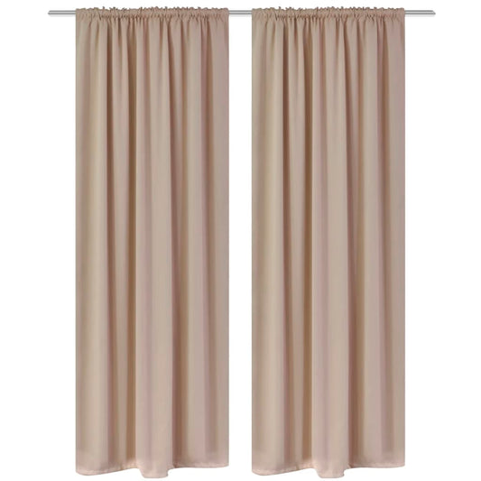 2 cortinas oscuras con jaretas blanco crema blackout 135 x 245 cm