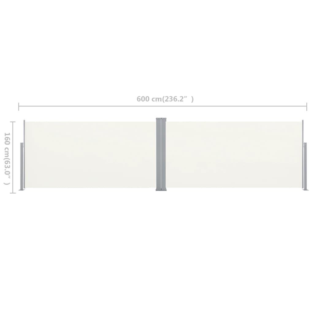 vidaXL Toldo lateral retráctil color crema 160x600 cm