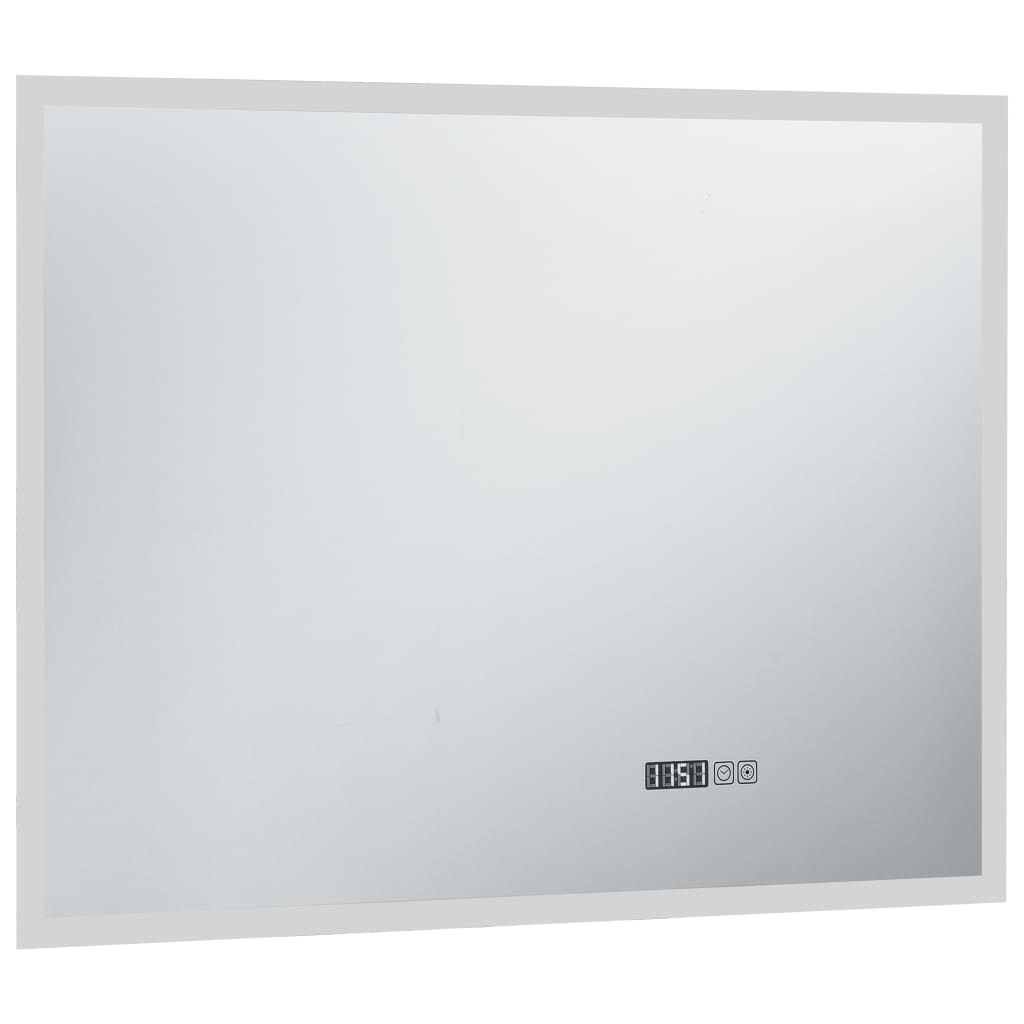 vidaXL Espejo de baño con LED, sensor táctil y reloj 80x60 cm