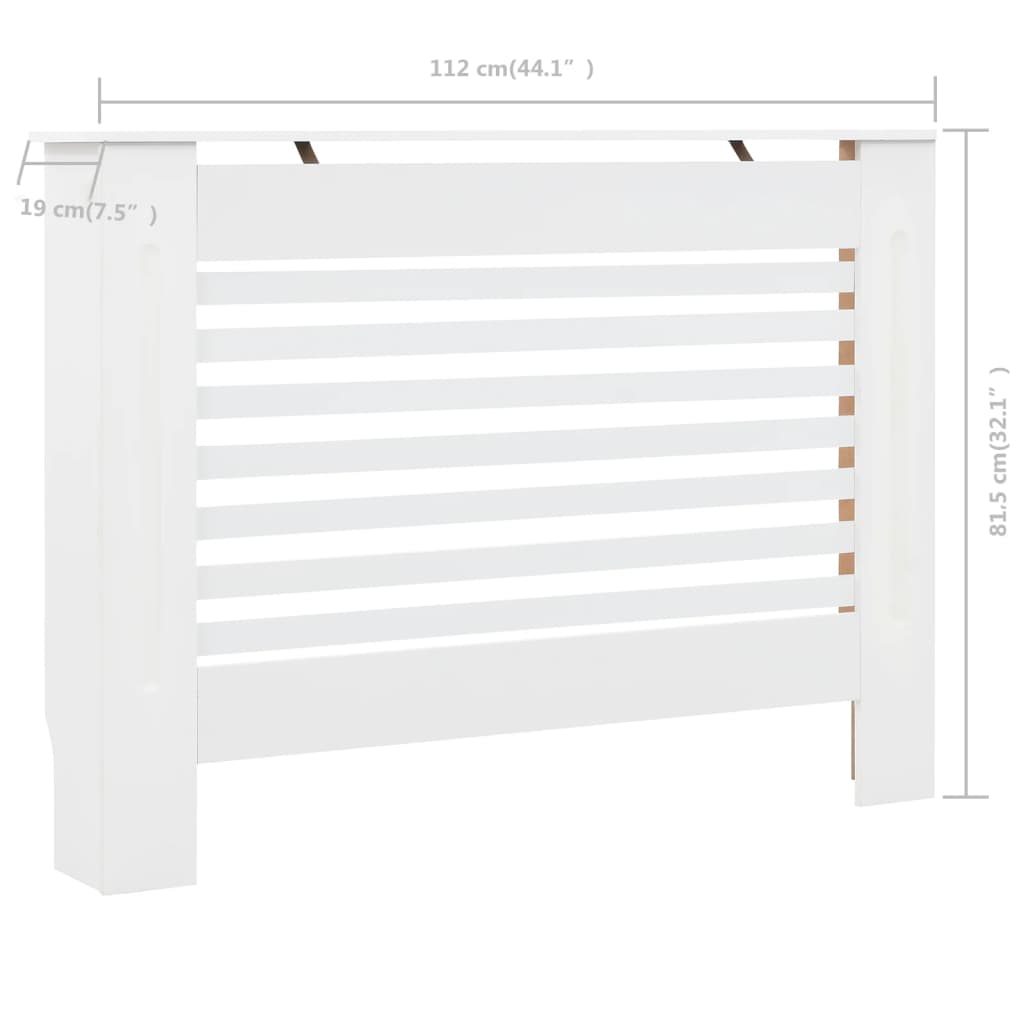 vidaXL Cubierta para radiador MDF blanco 112x19x81,5 cm