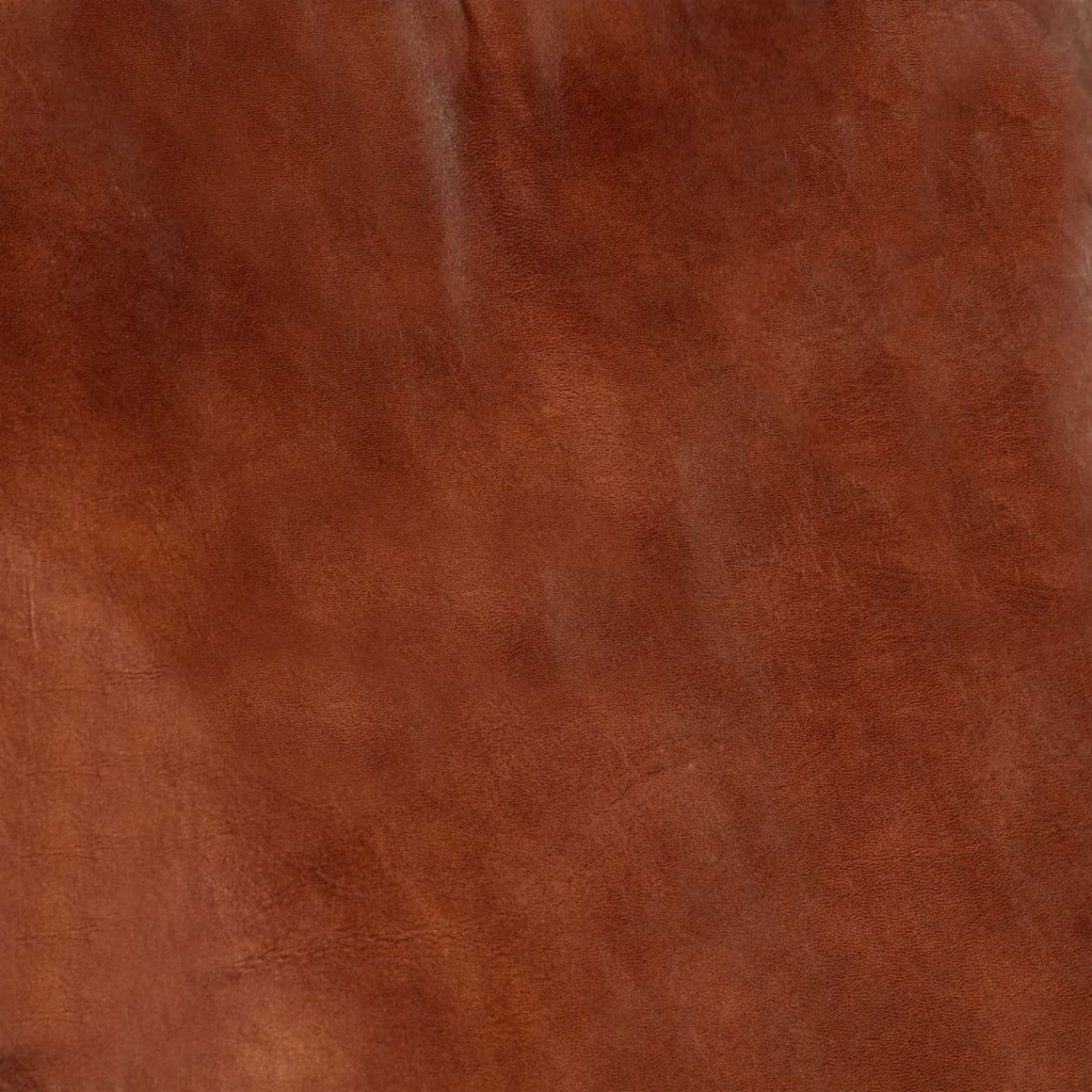 vidaXL Silla mecedora de cuero auténtico y madera mango maciza marrón