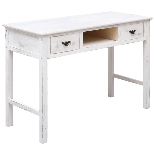 vidaXL Mesa consola de madera blanco antiguo 110x45x76 cm