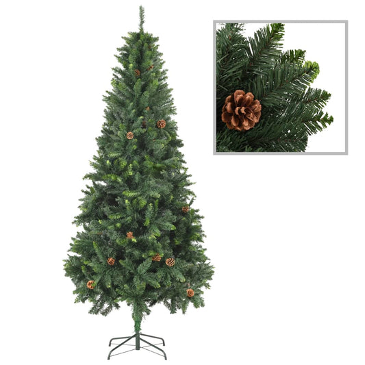 vidaXL Árbol de Navidad artificial con piñas verde 210 cm