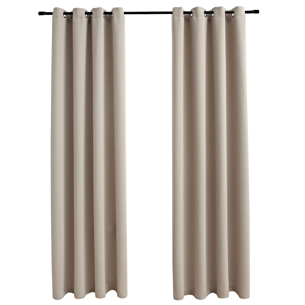 vidaXL Cortinas opacas con anillas de metal 2 piezas beige 140x245 cm