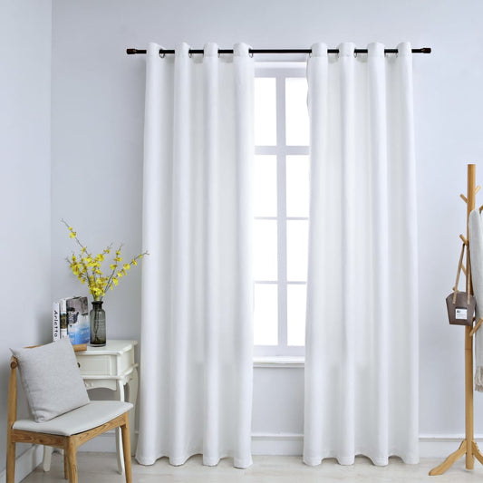 vidaXL Cortinas opacas anillas de metal 2 pzas blanco crudo 140x245 cm