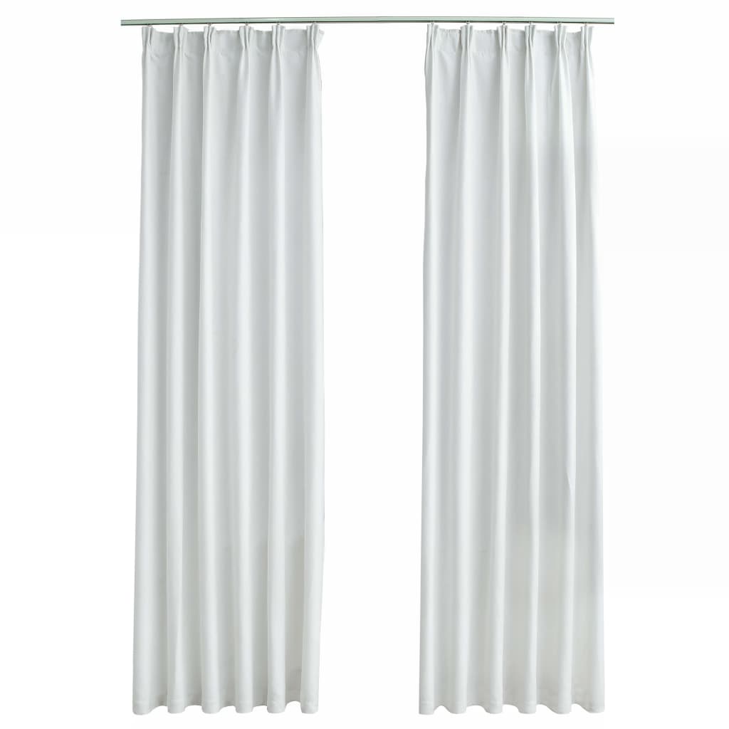 vidaXL Cortinas opacas con ganchos 2 piezas blanco crudo 140x225 cm