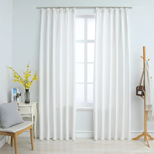 vidaXL Cortinas opacas con ganchos 2 piezas blanco crudo 140x245 cm