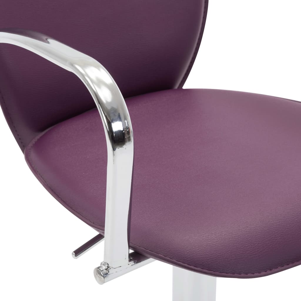 vidaXL Taburetes cocina con reposabrazos 2 uds cuero sintético morado