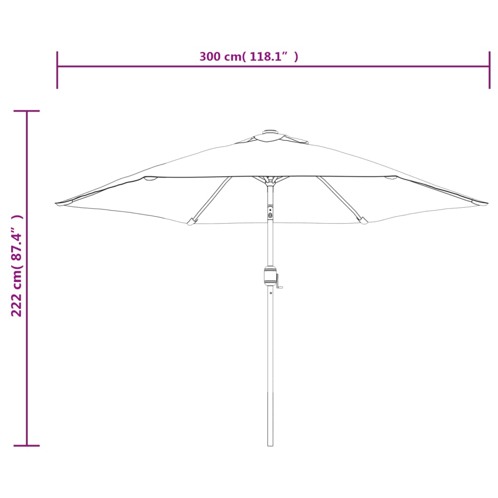 vidaXL Sombrilla de jardín con palo de metal azul celeste 300 cm