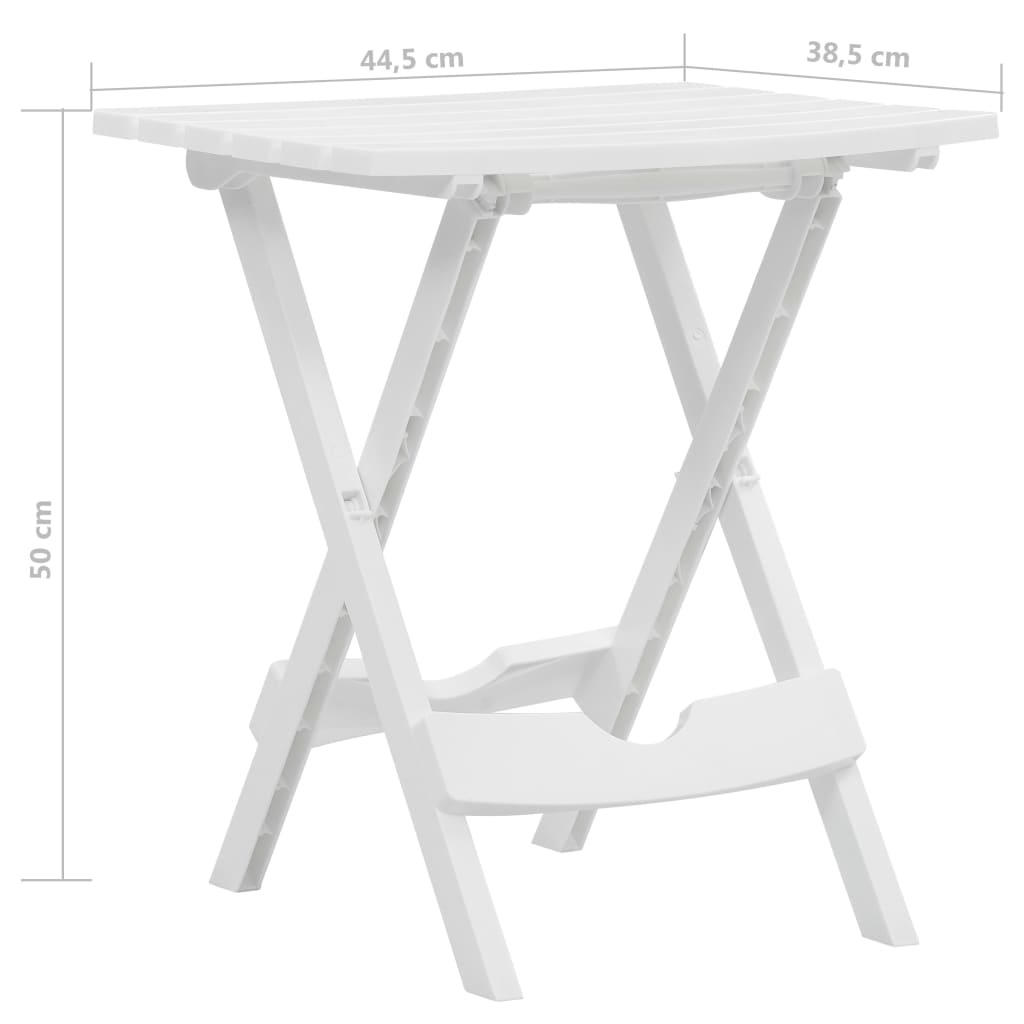 vidaXL Mesa de jardín plegable blanco 45,5x38,5x50 cm