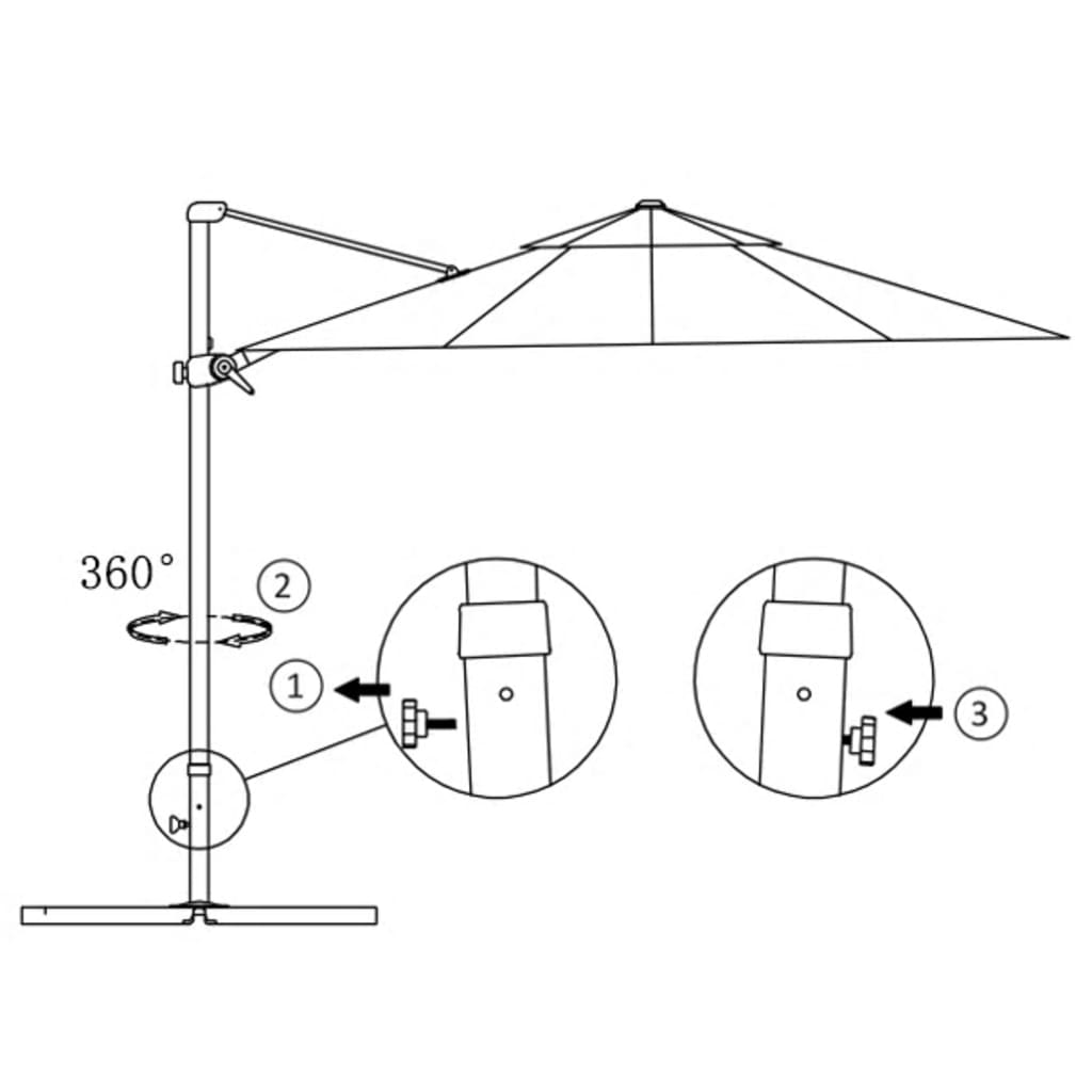 vidaXL Sombrilla de jardín voladiza con palo de aluminio negra 300 cm