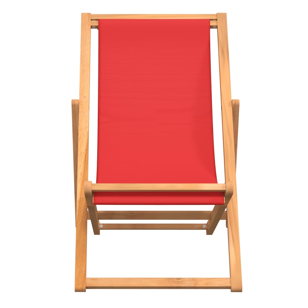 vidaXL Silla de playa plegable madera maciza de teca rojo