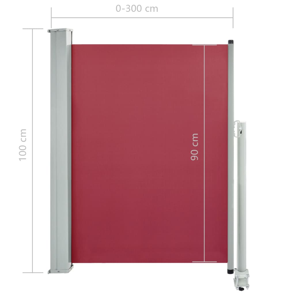 vidaXL Toldo lateral retráctil de jardín o terraza rojo 100x300 cm