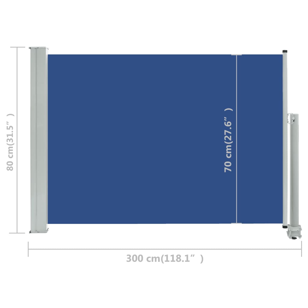 vidaXL Toldo lateral retráctil de jardín azul 80x300 cm