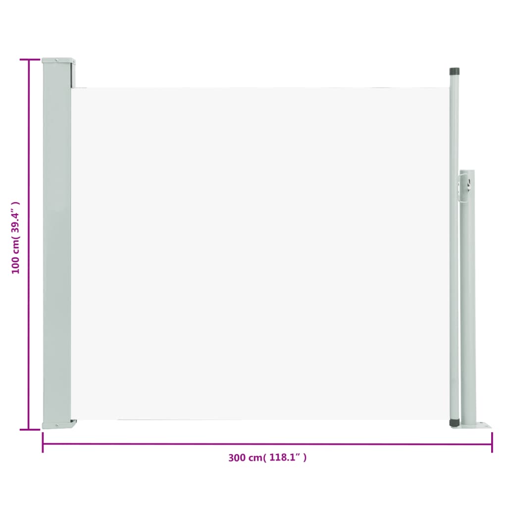 vidaXL Toldo lateral retráctil de jardín color crema 100x300 cm