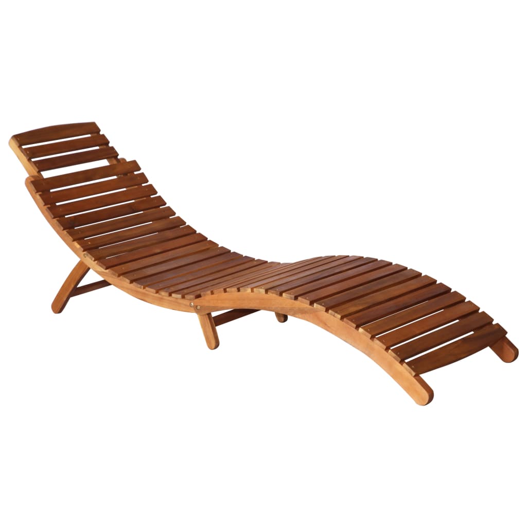 vidaXL Tumbona con mesa madera maciza de acacia marrón
