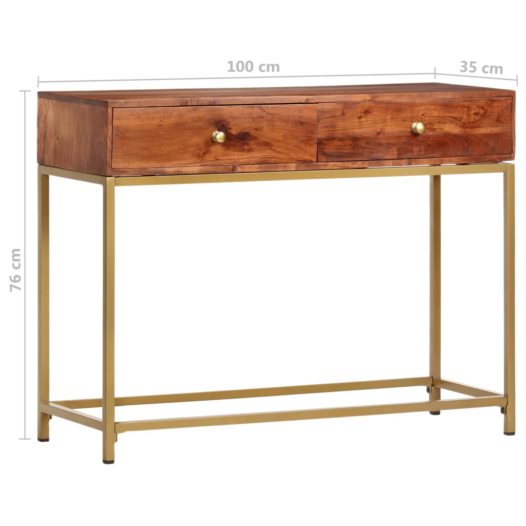 vidaXL Mesa consola de madera maciza de acacia 100x35x76 cm