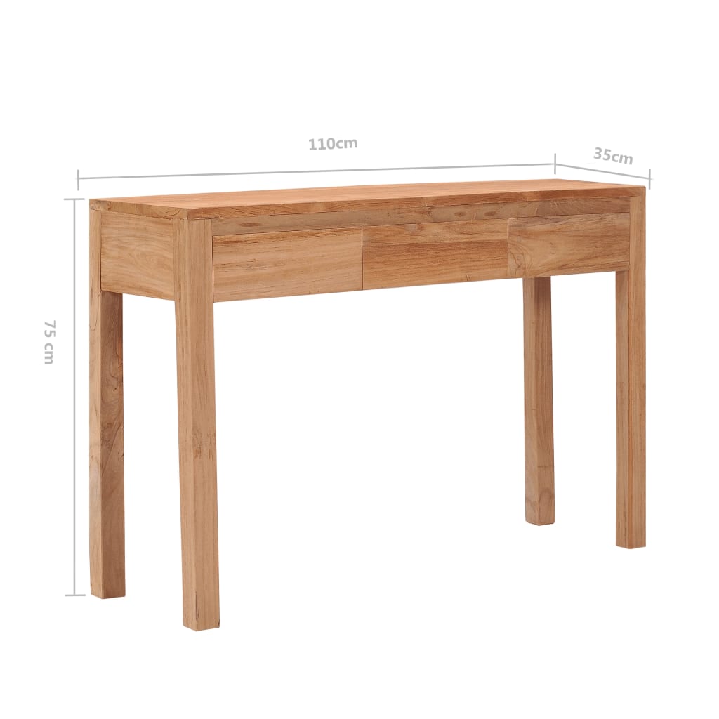 vidaXL Mesa consola de madera maciza de teca 110x35x75 cm