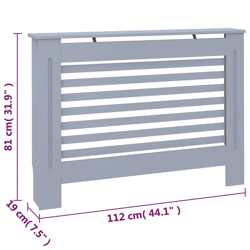 vidaXL Cubierta para radiador MDF gris antracita 112x19x81,5 cm