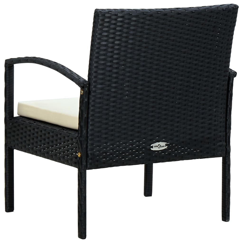 vidaXL Sillón de jardín con cojín ratán sintético negro