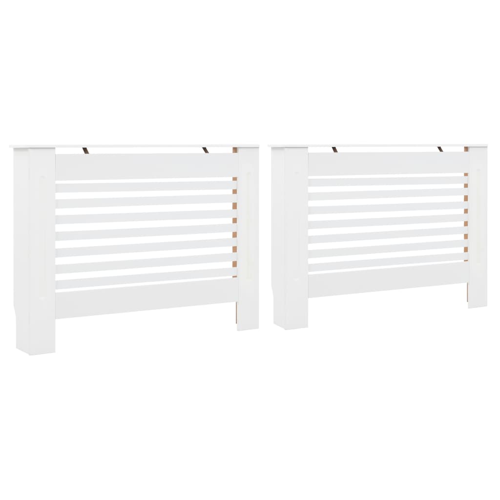 vidaXL Cubiertas para radiador 2 unidades MDF blanco 112x19x81,5 cm