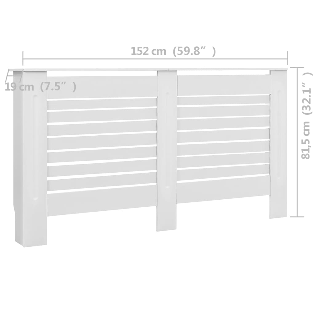 vidaXL Cubiertas para radiador 2 unidades MDF blanco 152x19x81,5 cm