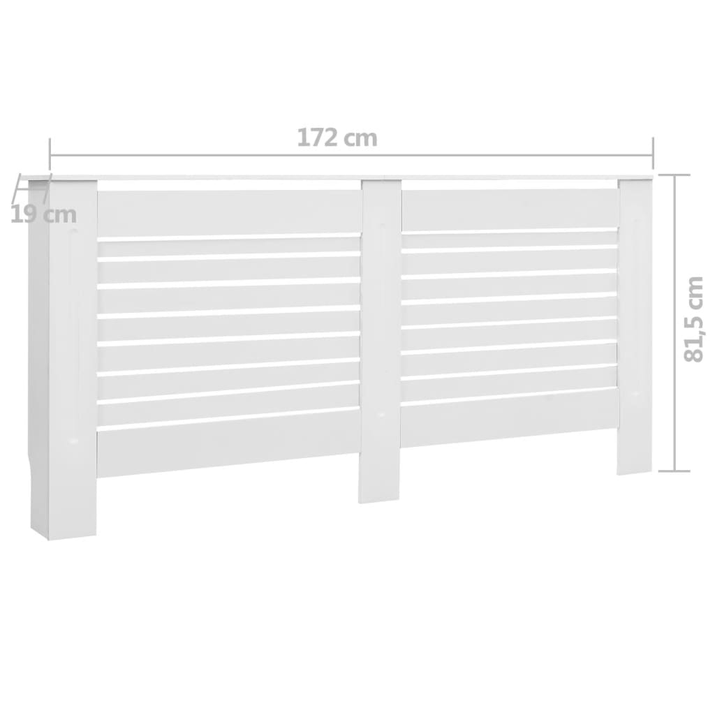 vidaXL Cubiertas para radiador 2 unidades MDF blanco 172x19x81,5 cm