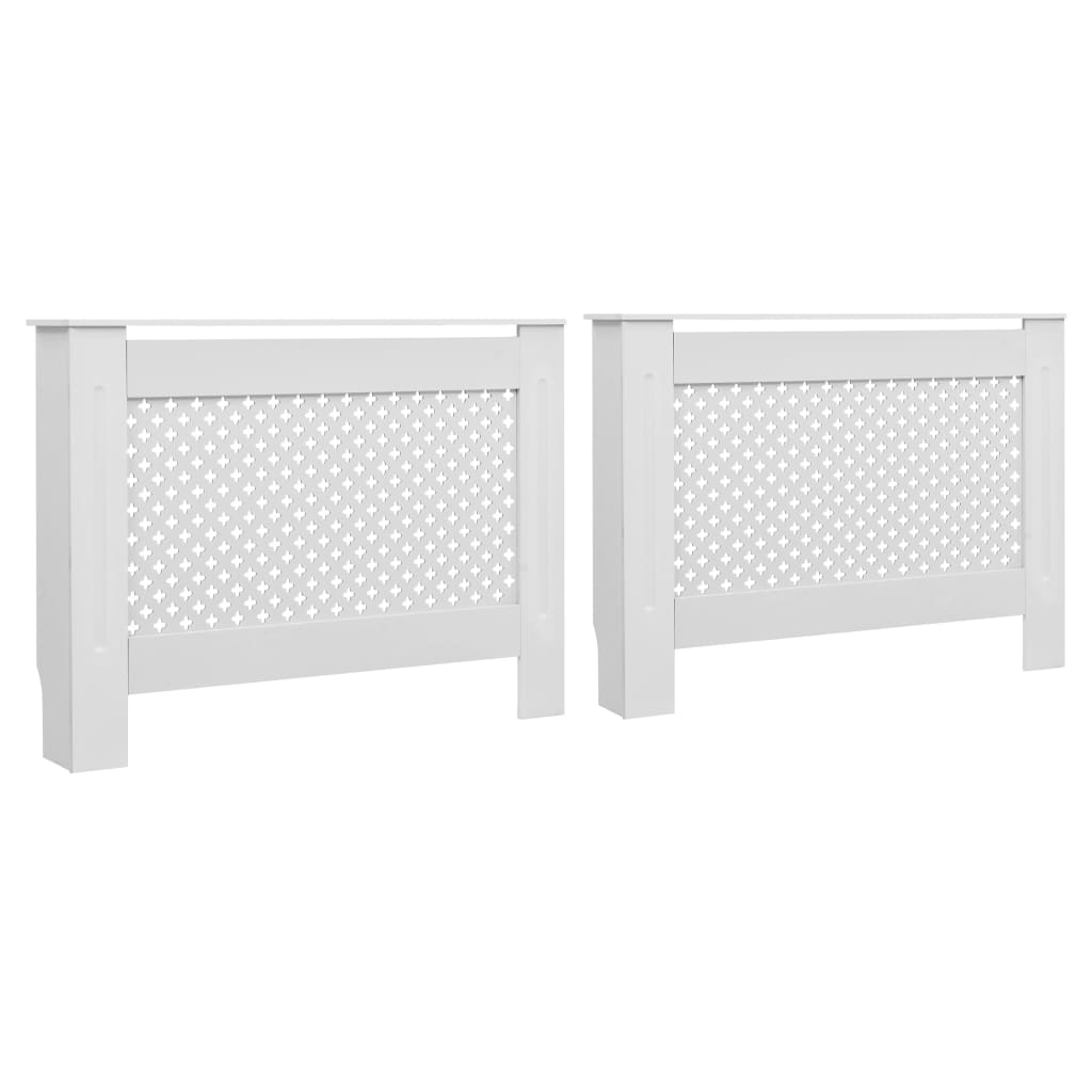 vidaXL Cubiertas para radiador 2 unidades MDF blanco 112x19x81,5 cm